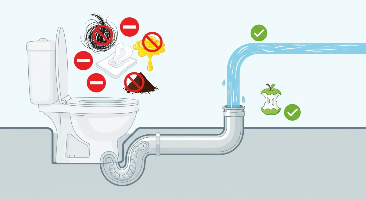 Фото: какие предметы можно, а какие нельзя выбрасывать в канализацию